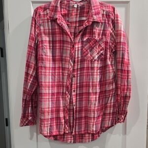Sonoma Pink Plaid Button-Up Shirt